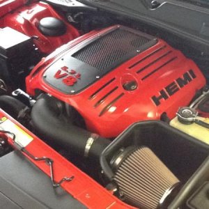 Newly painted engine cover