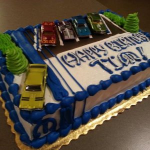 My very cool "car show" bday cake from my kids